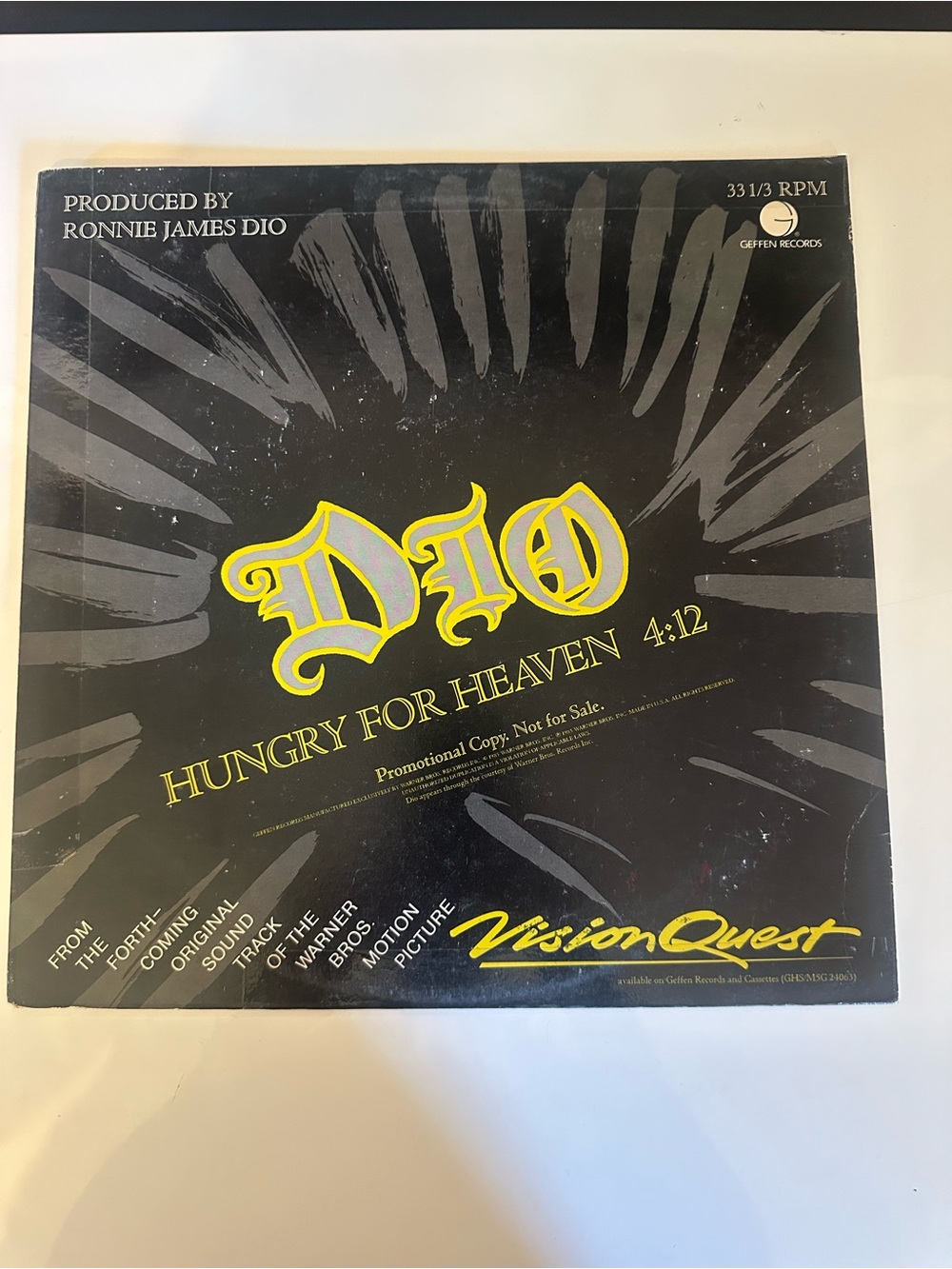 DIO, "Hungry For Heaven" Promo 12" Black Vinyl EP, 1985. Vinyl Good